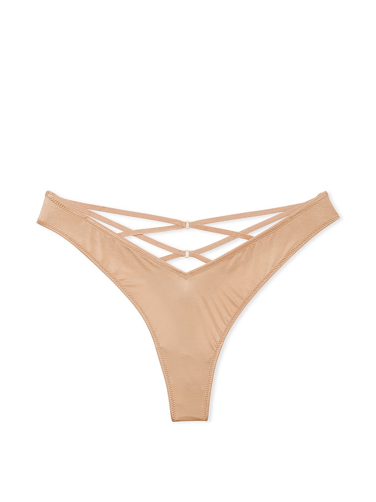 Tanga De Pernera Alta Con Tiras Posteriores, Praline, large