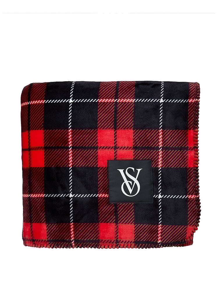 Manta De Felpa, Black Large Plaid, large