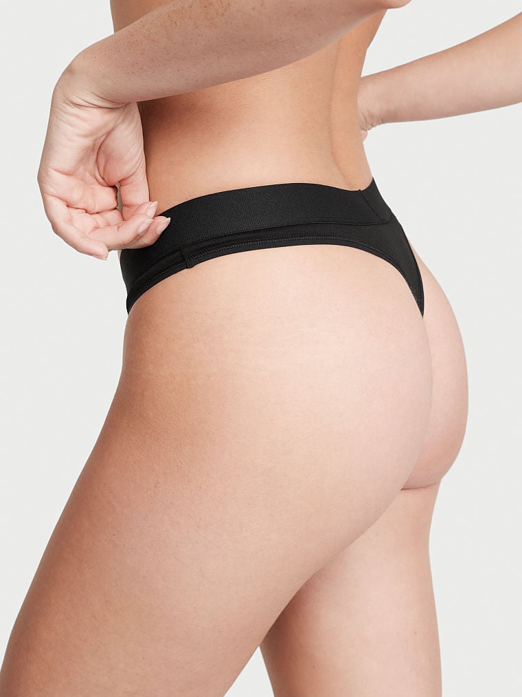 Tanga Con Tiras Con Parche Brillante, Black, large