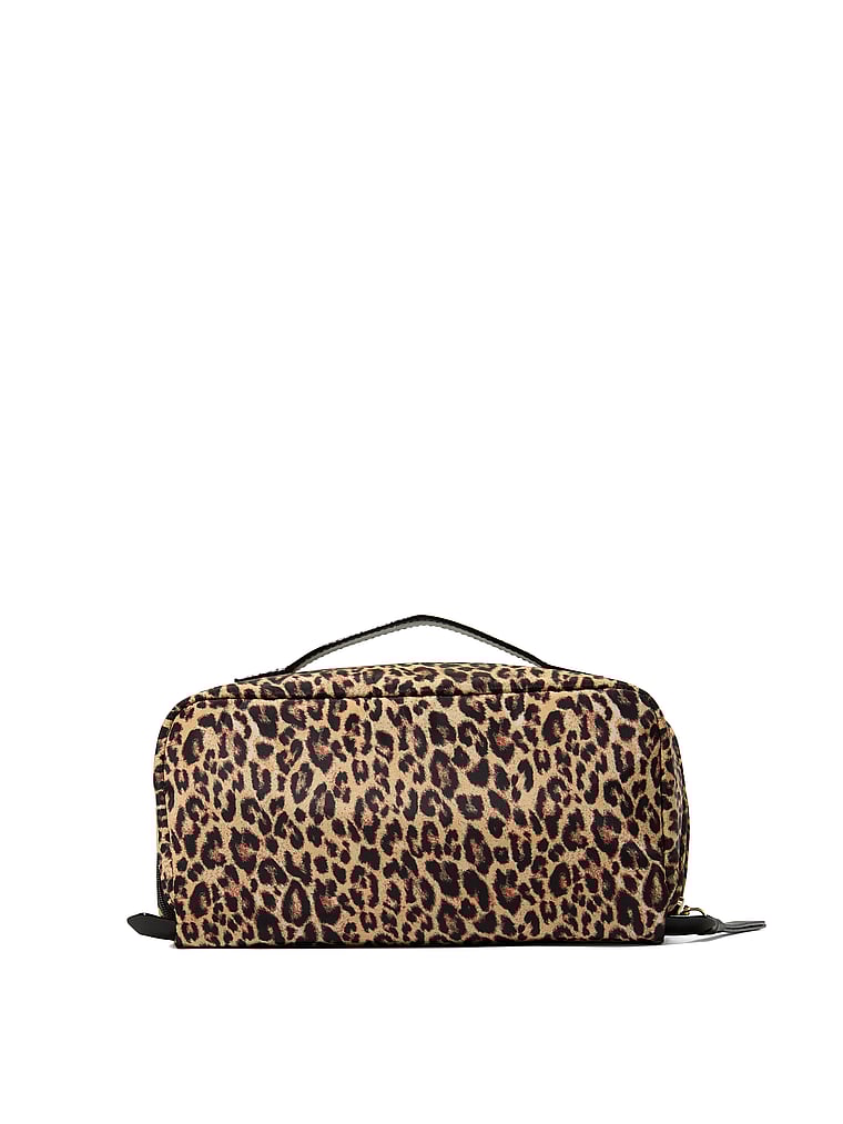 3-piece Expandable Travel Makeup Bag, Leopard, large