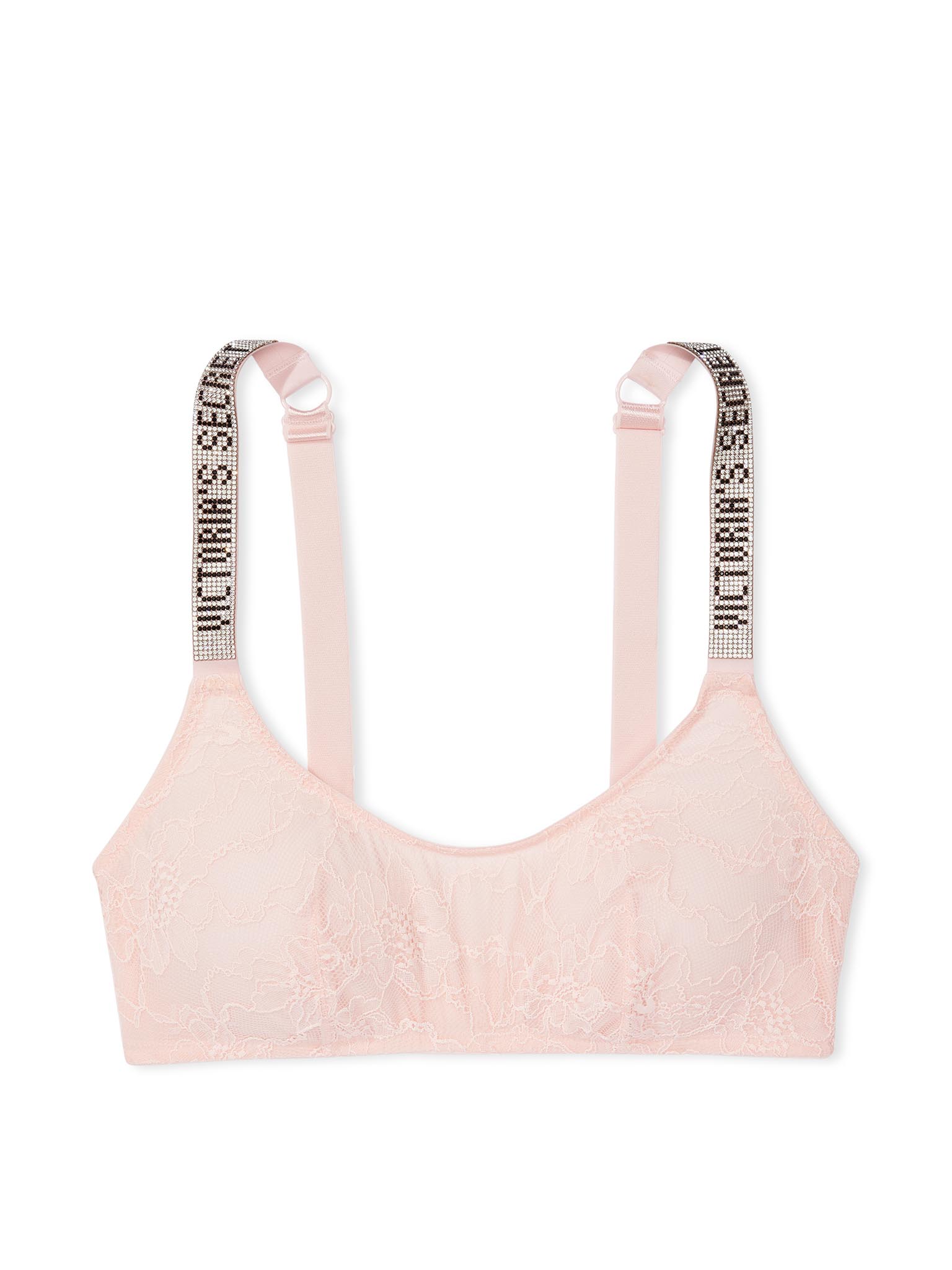 Bralette Con Escote Redondo Y Tirantes Brillantes, Purest Pink, large