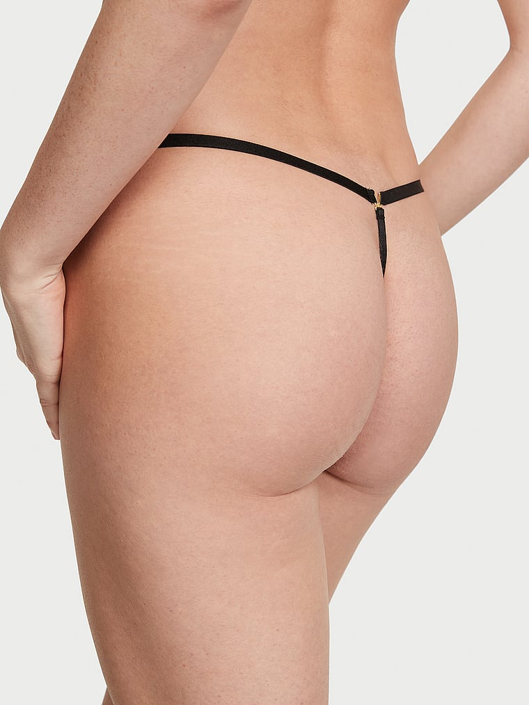 Tanga De V Ajustable Con Encaje, Black, large