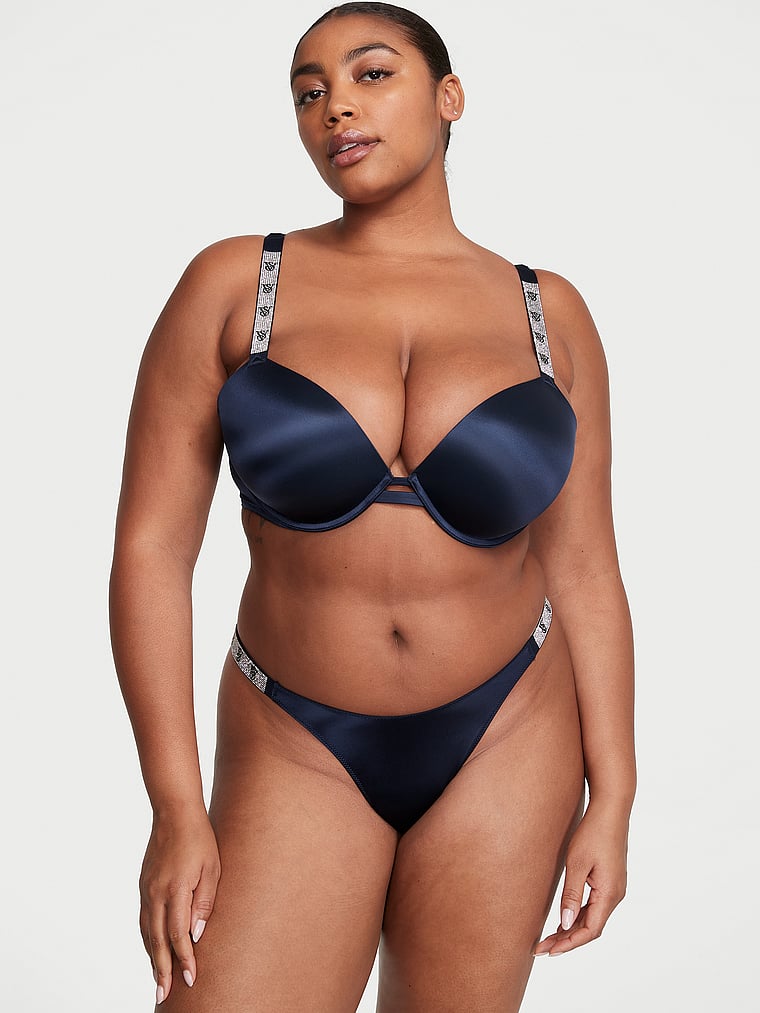 Tanga Con Tira Brillante, Noir Navy, large