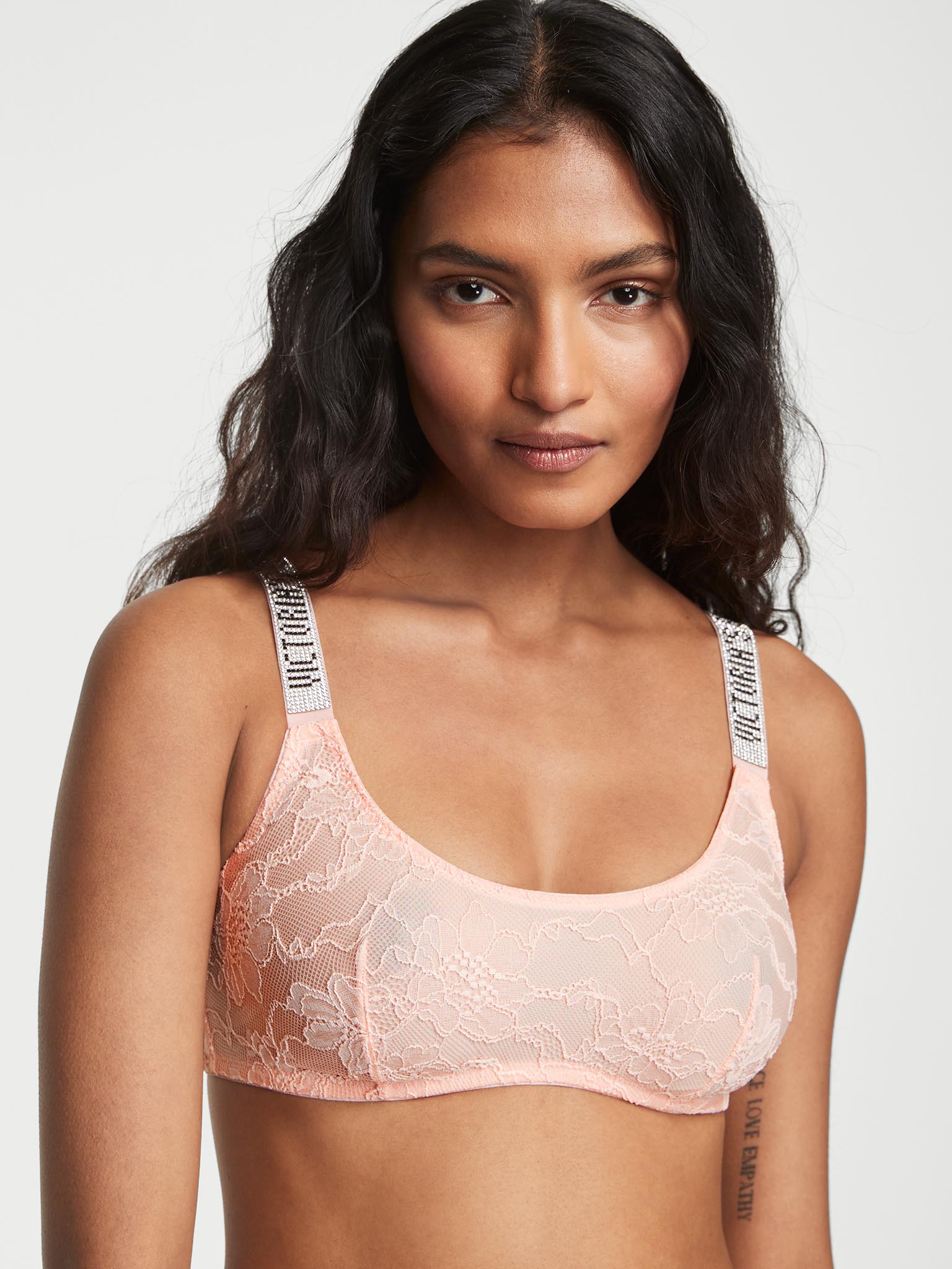 Bralette Con Escote Redondo Y Tirantes Brillantes, Purest Pink, large